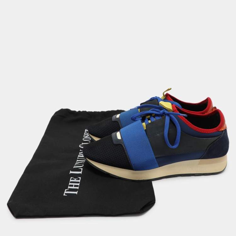 Pre Owned Balenciaga Multicolor Mesh and Leather Race Runner Low Top Sneakers Size 40