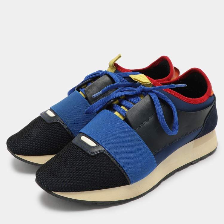 Pre Owned Balenciaga Multicolor Mesh and Leather Race Runner Low Top Sneakers Size 40