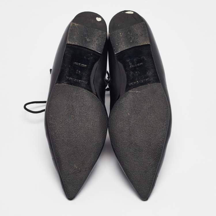 Pre Owned Balenciaga Black Leather Ankle Length Boots Size 40