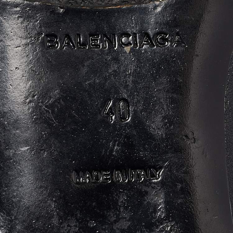 Pre Owned Balenciaga Black Leather Ankle Length Boots Size 40
