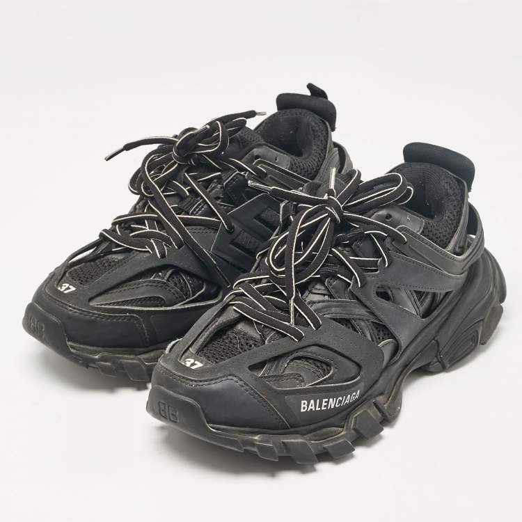 【関税&送料込】Balenciaga Track Faux Leather Mesh And Rubbe Balenciaga Black Faux Leather and Mesh Track Sneakers Size
