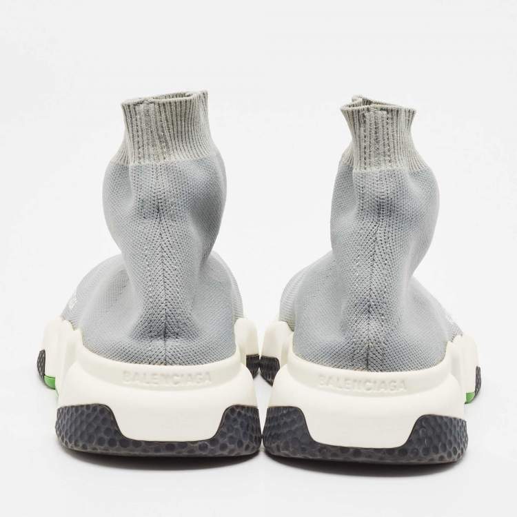 Pre Owned Balenciaga Grey Knit Fabric Speed Trainer Sneakers Size 38