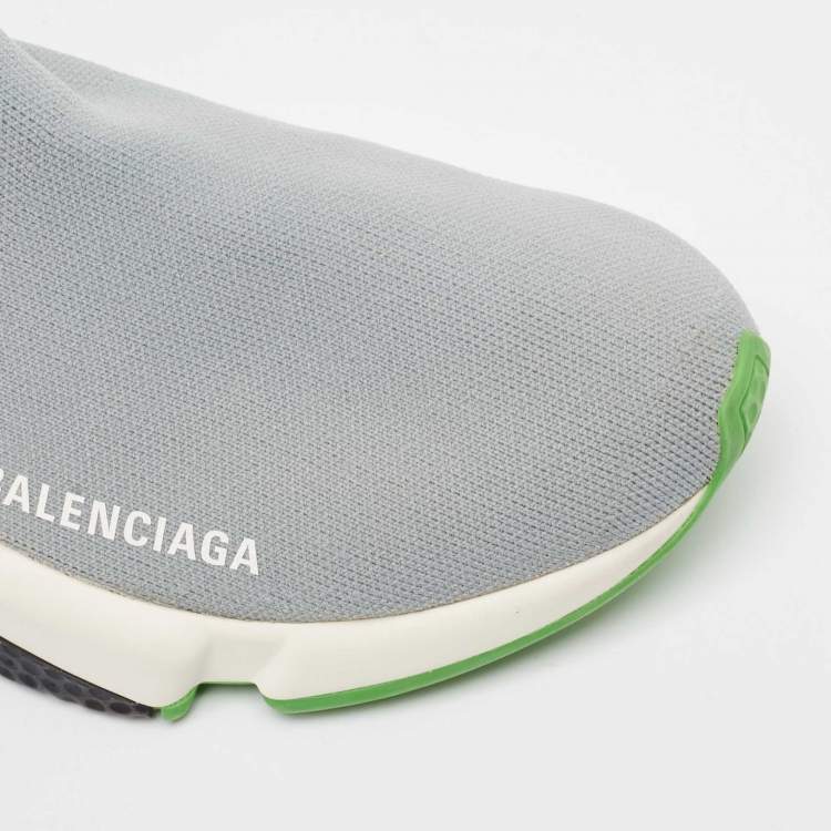 Pre Owned Balenciaga Grey Knit Fabric Speed Trainer Sneakers Size 38