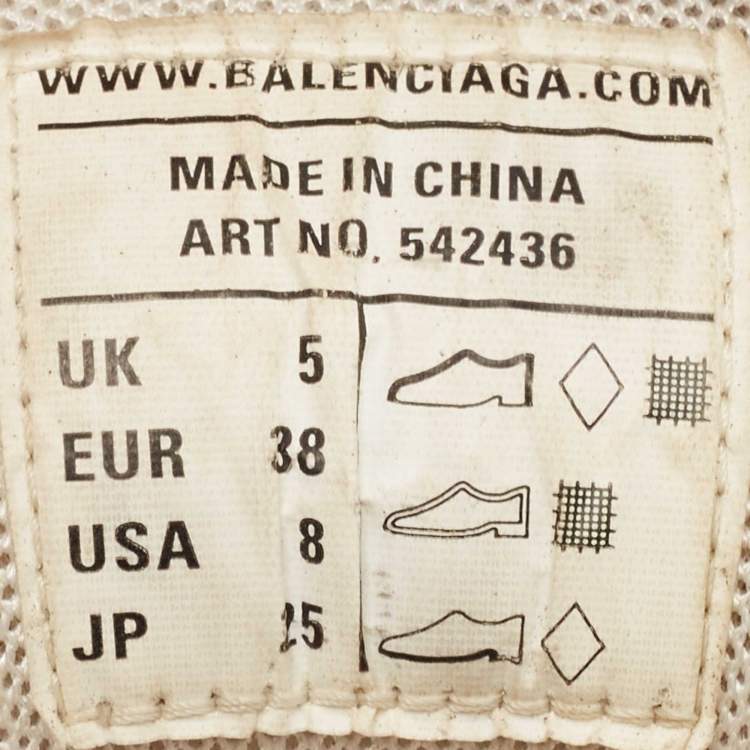 Pre Owned Balenciaga White Faux Leather and Mesh Track Lace Up Sneakers Size 38