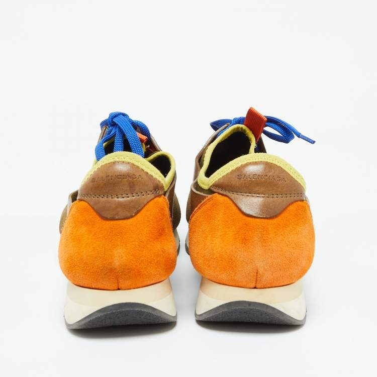 Pre Owned Balenciaga Multicolor Fabric and Leather Race Runner Sneakers Size 42