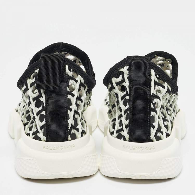 Pre Owned Balenciaga Tricolor Woven Knit Fabric Speed Trainer Sneakers Size 40