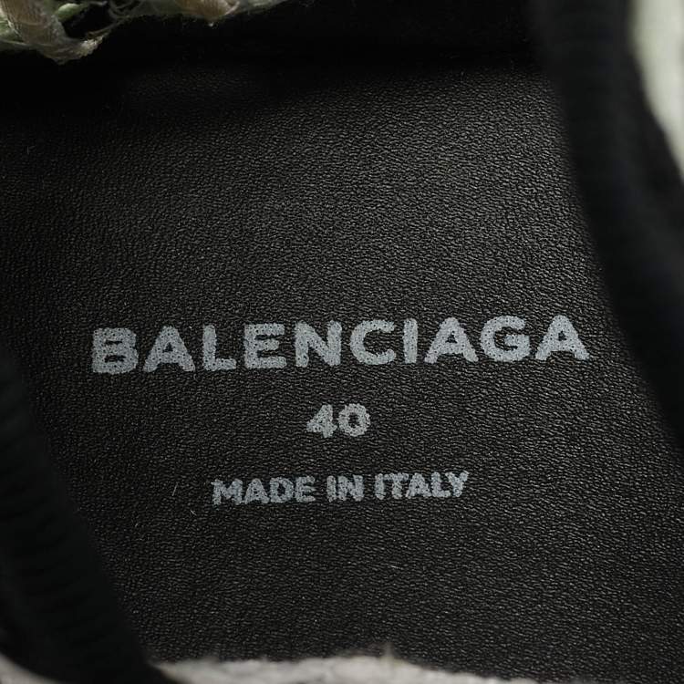 Pre Owned Balenciaga Tricolor Woven Knit Fabric Speed Trainer Sneakers Size 40