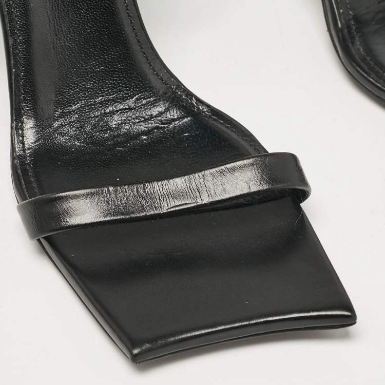Pre Owned Balenciaga Black Leather Ankle Strap Sandals Size 37.5