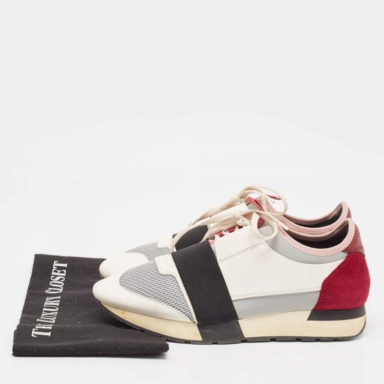 Pre Owned Balenciaga Multicolor Leather Mesh Race Runner Sneakers Size 41
