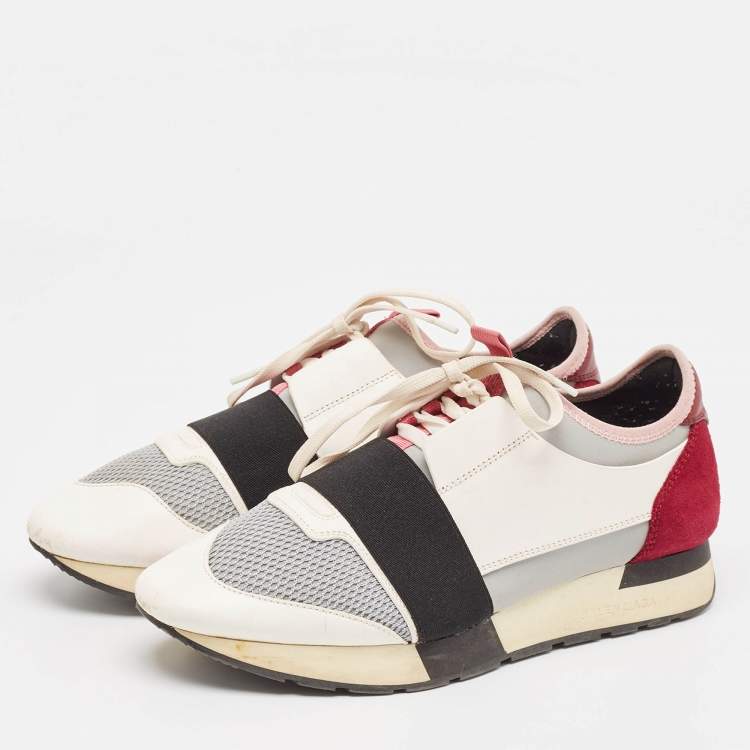 Pre Owned Balenciaga Multicolor Leather Mesh Race Runner Sneakers Size 41