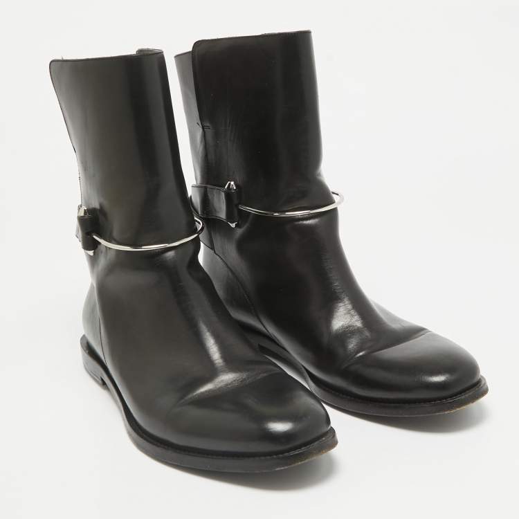 مملوكة مسبقًا Balenciaga Black Leather Ankle Length Boots Size 41