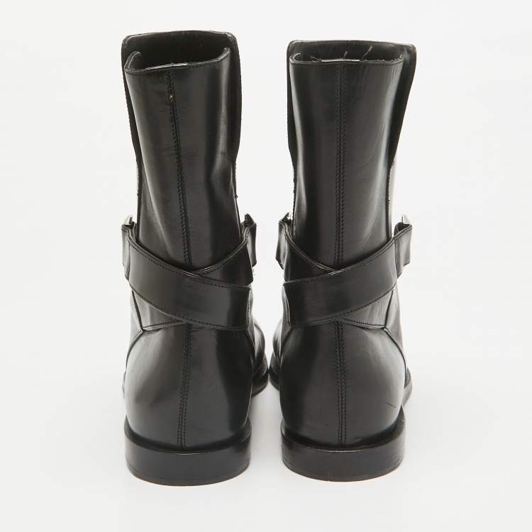 مملوكة مسبقًا Balenciaga Black Leather Ankle Length Boots Size 41