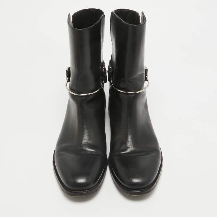 مملوكة مسبقًا Balenciaga Black Leather Ankle Length Boots Size 41