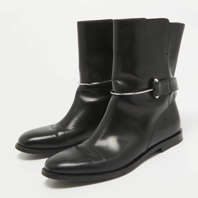 مملوكة مسبقًا Balenciaga Black Leather Ankle Length Boots Size 41
