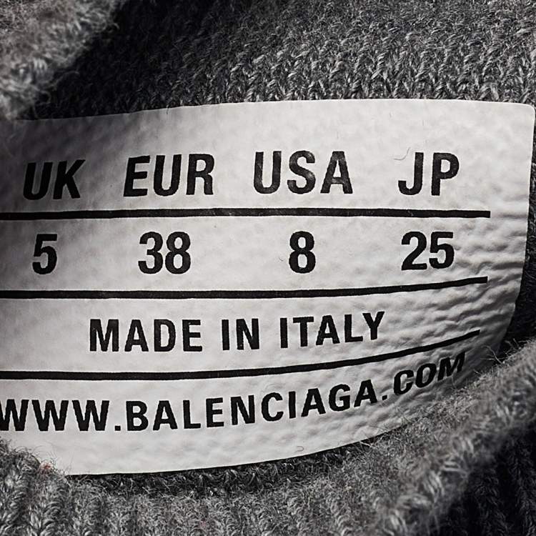 Pre Owned Balenciaga Grey Knit Fabric Speed Trainer Sneakers Size 38