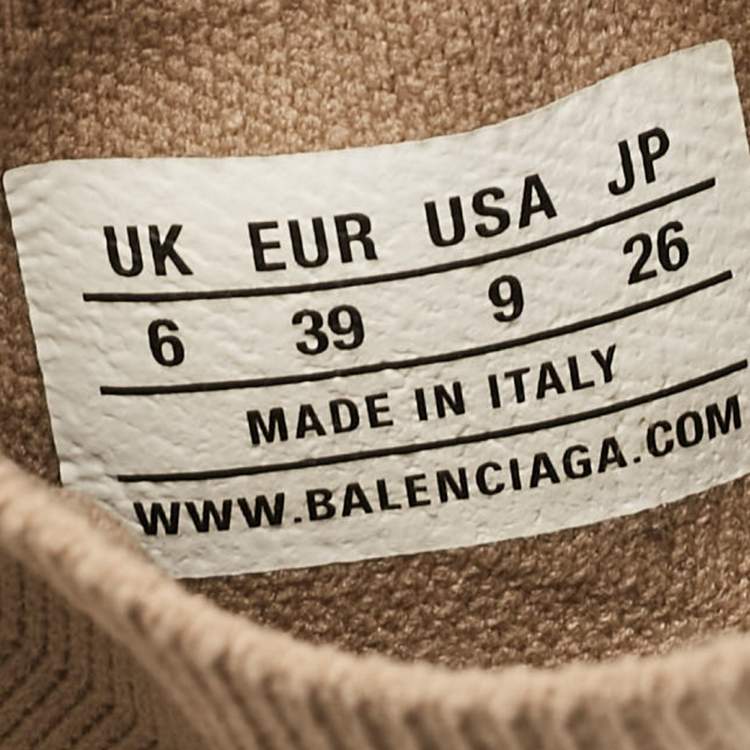 مملوكة مسبقًا Balenciaga Beige Knit Fabric Speed Trainer Slip On Sneakers Size 39