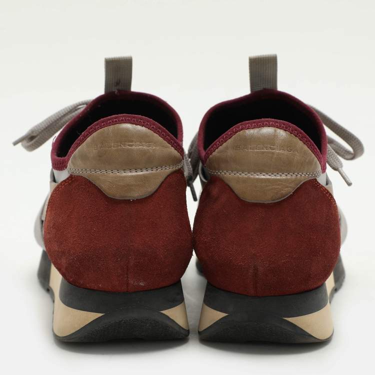 Pre Owned Balenciaga Multicolor Leather and Mesh Race Runner Low Top Sneakers Size 38