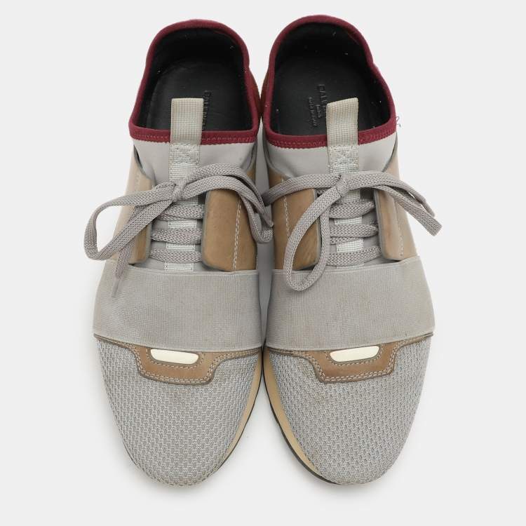 Pre Owned Balenciaga Multicolor Leather and Mesh Race Runner Low Top Sneakers Size 38