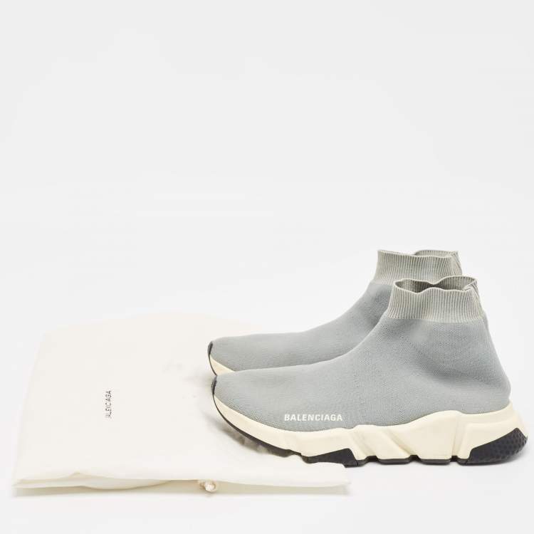 Pre Owned Balenciaga Grey Knit Fabric Speed Trainer Slip On Sneakers Size 39