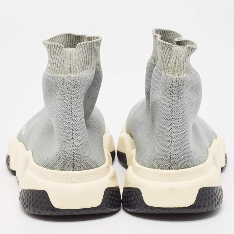 Pre Owned Balenciaga Grey Knit Fabric Speed Trainer Slip On Sneakers Size 39