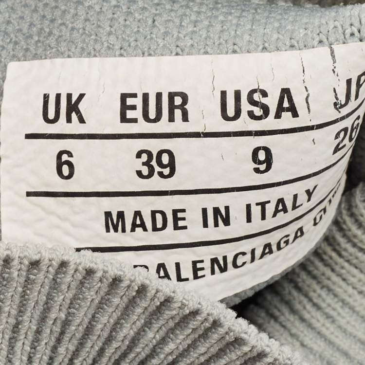Pre Owned Balenciaga Grey Knit Fabric Speed Trainer Slip On Sneakers Size 39