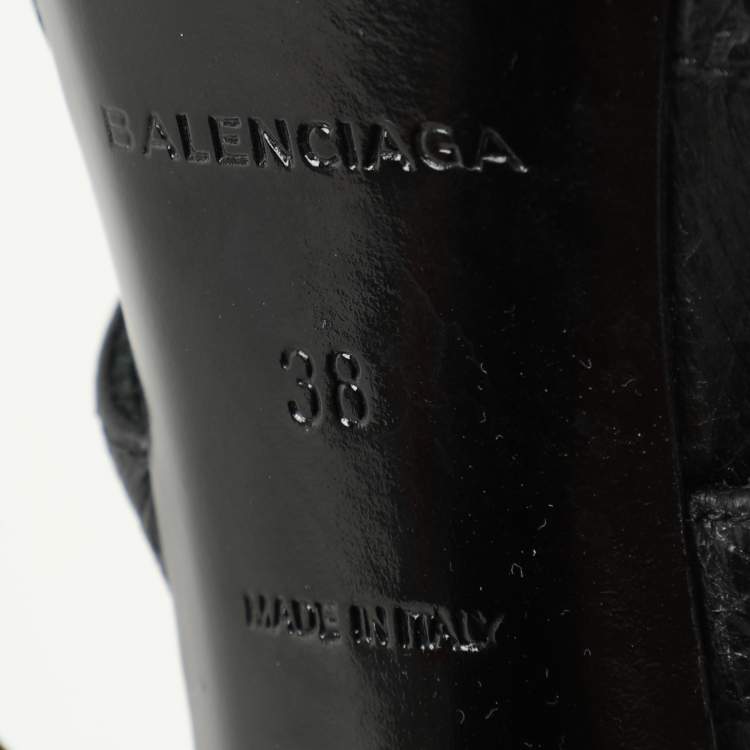 Pre Owned Balenciaga Black Leather Arena Ankle Strap Sandals Size 38