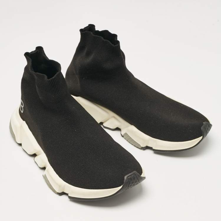 Pre Owned Balenciaga Black Knit Fabric Speed Trainer Sneakers Size 40