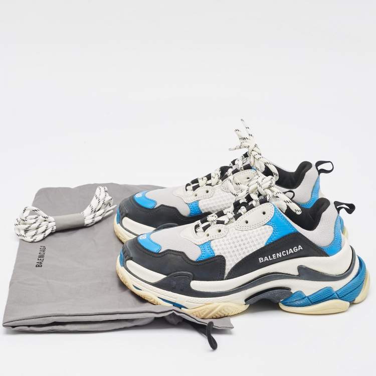 Pre Owned Balenciaga Multicolor Leather and Mesh Triple S Sneakers Size 38