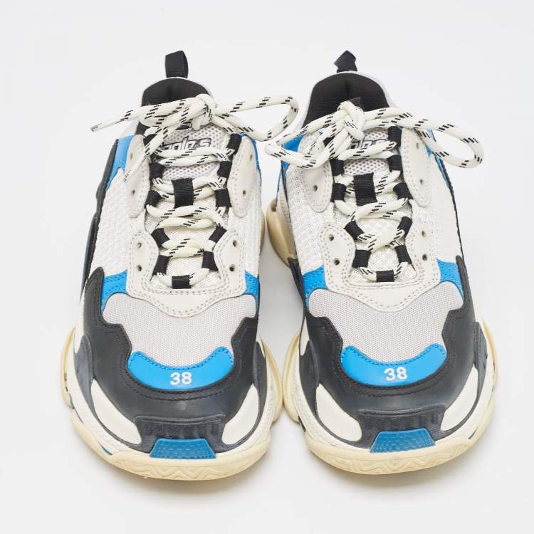 Pre Owned Balenciaga Multicolor Leather and Mesh Triple S Sneakers Size 38