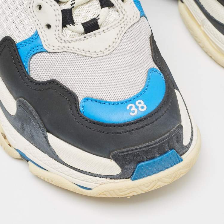 Pre Owned Balenciaga Multicolor Leather and Mesh Triple S Sneakers Size 38