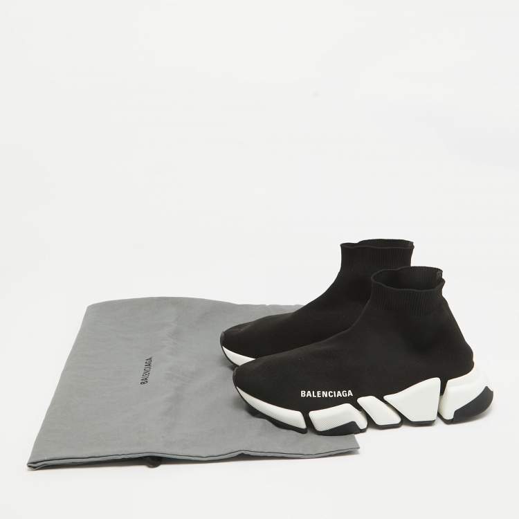 Pre Owned Balenciaga Black Knit Fabric Speed Trainer Slip On Sneakers Size 37