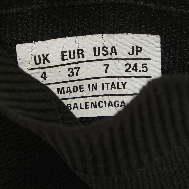 Pre Owned Balenciaga Black Knit Fabric Speed Trainer Slip On Sneakers Size 37
