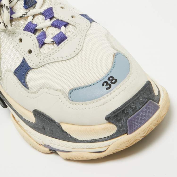 Pre Owned Balenciaga Multicolor Faux Leather and Mesh Triple S Lace Up Sneakers Size 38