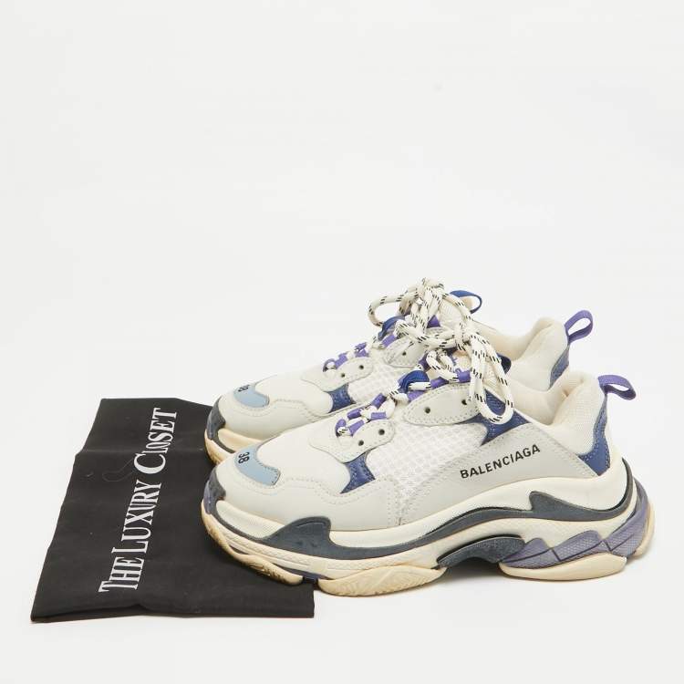 Pre Owned Balenciaga Multicolor Faux Leather and Mesh Triple S Lace Up Sneakers Size 38