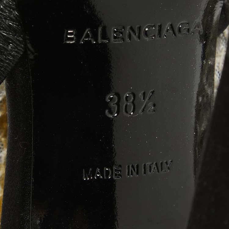 Pre Owned Balenciaga Black Satin Sequins Embellished Slingback Sandals Size 38.5