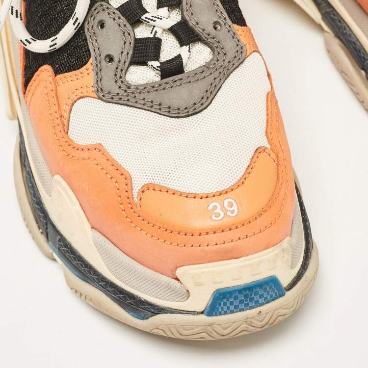 Pre Owned Balenciaga Multicolor Mesh and Leather Triple S Sneakers Size 39