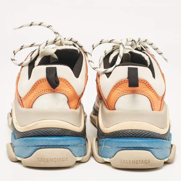 Pre Owned Balenciaga Multicolor Mesh and Leather Triple S Sneakers Size 39