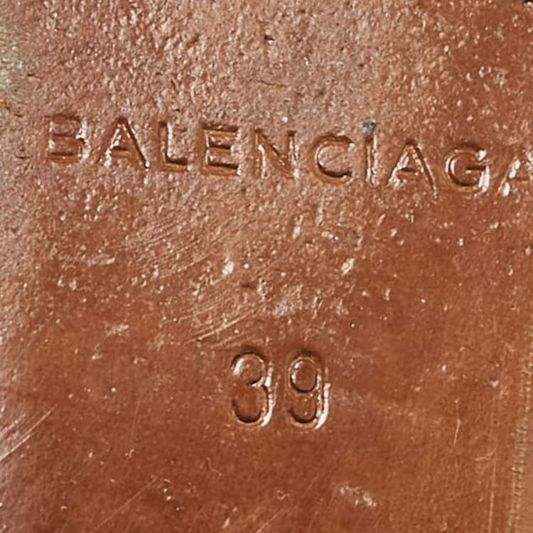 Pre Owned Balenciaga Black Leather Studded Arena Flat Slides Size 39