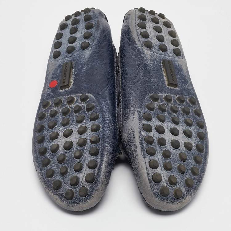 Pre Owned Balenciaga Navy Blue Leather Arena Loafers Size 39
