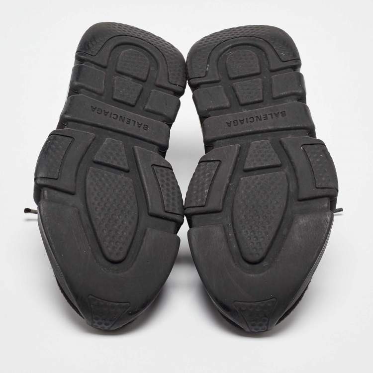 مملوكة مسبقًا Balenciaga Black Knit Fabric Speed 2.0 Lace up Sneakers Size 37