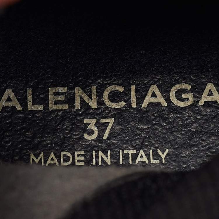 Pre Owned Balenciaga Black Knit Fabric Speed High Top Sneakers Size 37