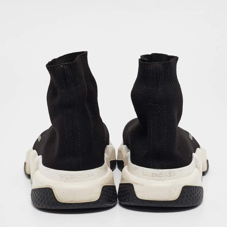 Pre Owned Balenciaga Black Knit Fabric Speed High Top Sneakers Size 37