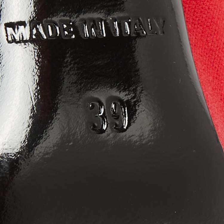 Pre Owned Balenciaga Red Stretch Fabric Knife Mid Calf Boots Size 39