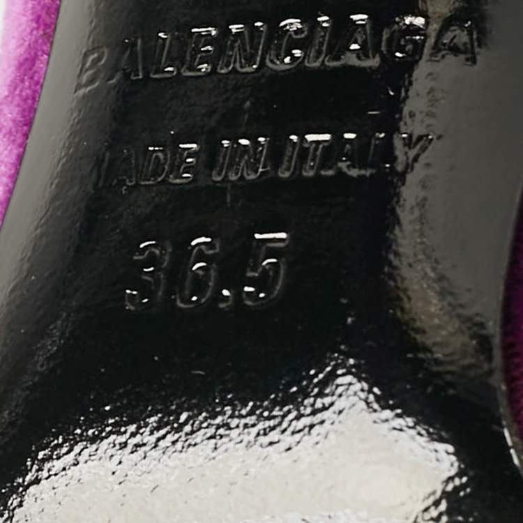 Pre Owned Balenciaga Purple Velvet BB Knife Pointed Toe Pumps Size 36.5