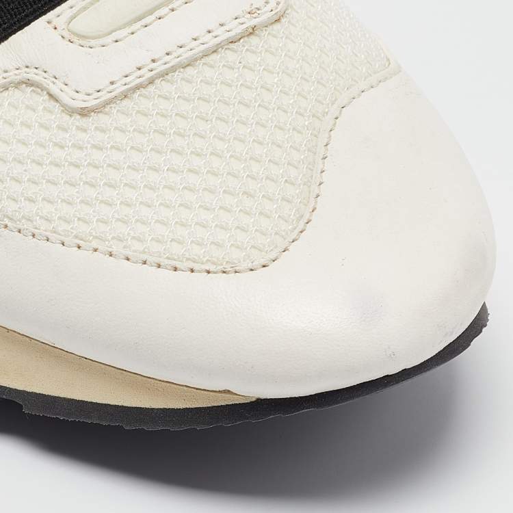 Pre Owned Balenciaga White Leather and Mesh Race Runner Low Top Sneakers Size 40
