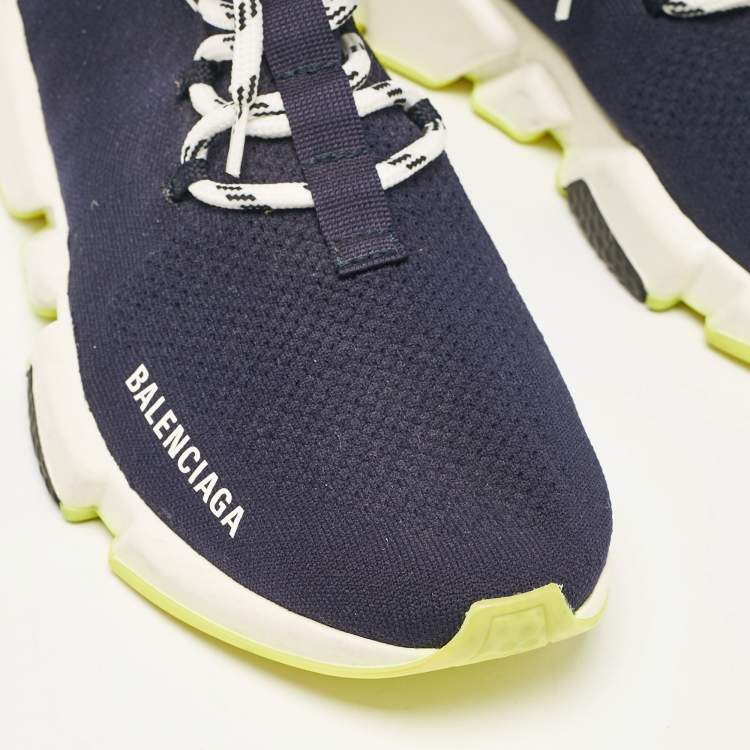 مملوكة مسبقًا Balenciaga Blue Fabric Speed Trainer High Top Sneakers Size 39