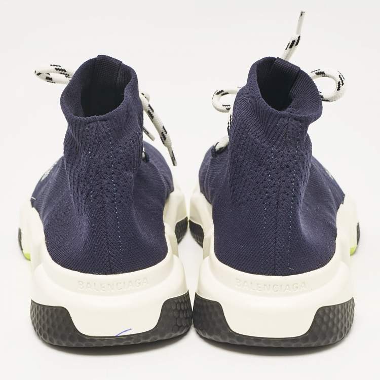 مملوكة مسبقًا Balenciaga Blue Fabric Speed Trainer High Top Sneakers Size 39