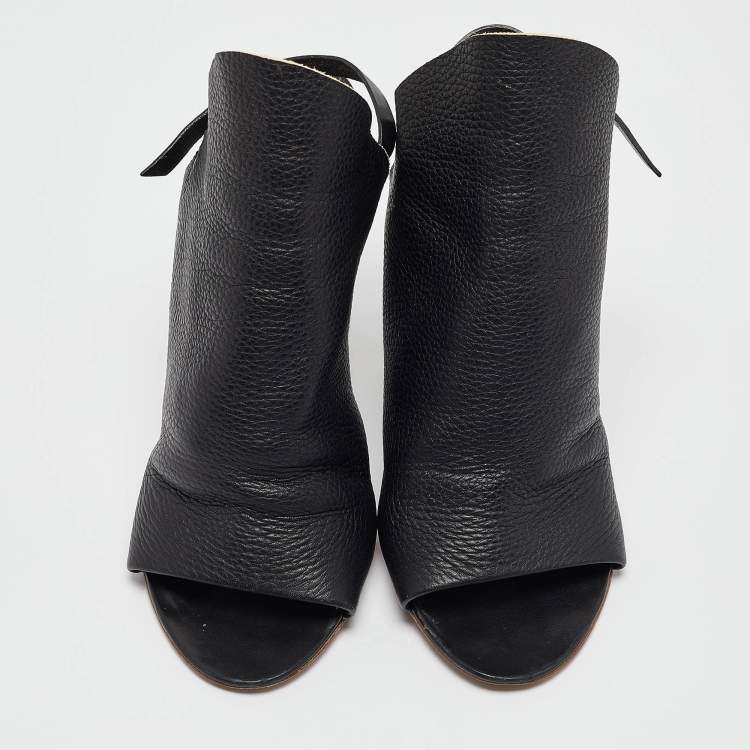 Pre Owned Balenciaga Black Leather Glove Slingback Sandals Size 40