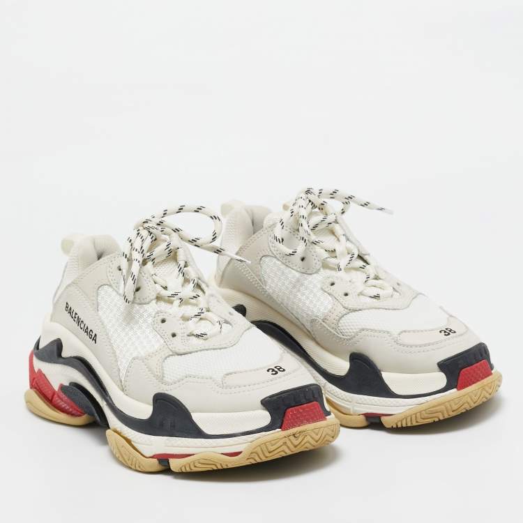 Pre Owned Balenciaga Multicolor Mesh and Leather Triple S Sneakers Size 38