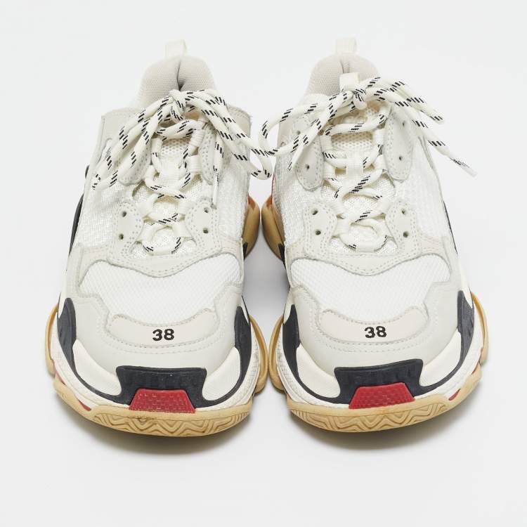 Pre Owned Balenciaga Multicolor Mesh and Leather Triple S Sneakers Size 38